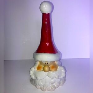 Vintage Porcelain Santa Claus Full Face Large Bell
